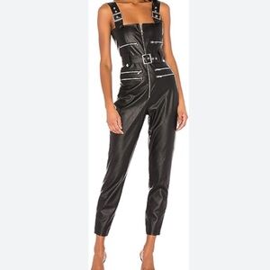 SOLD We Wore What Womens Faux Leather Sleeveless Overalls